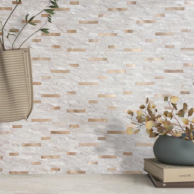 DICOFUN 10-Sheet Peel and Stick Backsplash Wall Tile, PVC Kitchen Backsplash Peel and Stick in Sandstone, 9.4 sq.ft