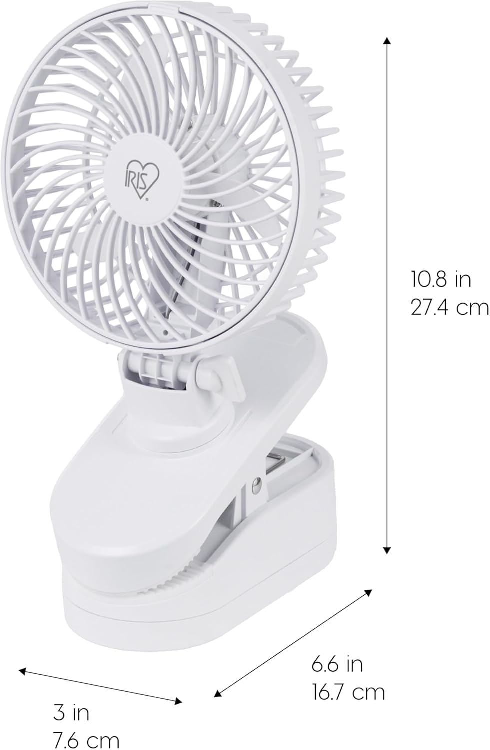 IRIS USA WOOZOO 3.5" Cordless Portable Clip On Fan, USB-C Rechargeable Fan, LED Light, Mosquito Repellent Tray, 360° Tilt, 3 Speeds,Bedside Kitchen Camping Golfing Outdoor Use, Black