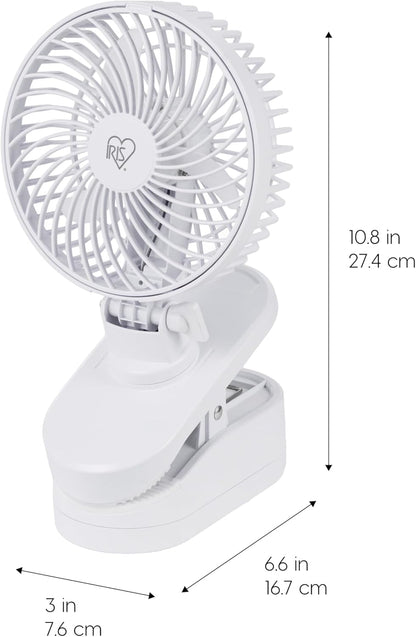 IRIS USA WOOZOO 3.5" Cordless Portable Clip On Fan, USB-C Rechargeable Fan, LED Light, Mosquito Repellent Tray, 360° Tilt, 3 Speeds,Bedside Kitchen Camping Golfing Outdoor Use, Black