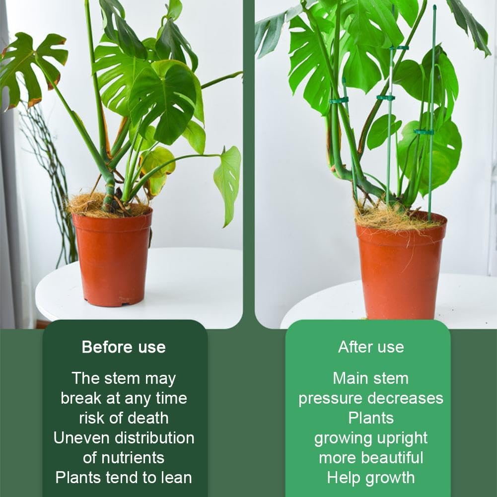 5Pcs Plant Stakes - Adjustable Length Plant Support Stake,with 10Pcs 360 °Rotating Buckle,for Indoor Outdoor,for Medium and Large Tomato Orchid Potted Plants Flower Support Rod