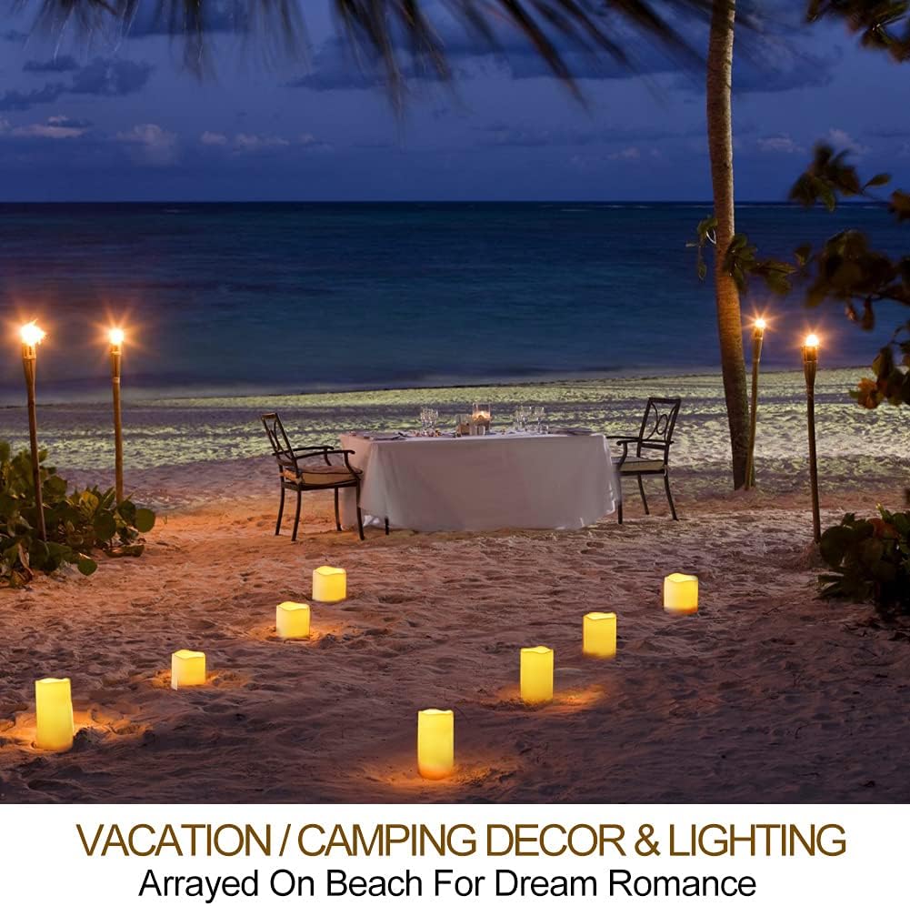 Set of 4 White Outdoor LED Pillar Candles 3x4 3x5 3x6 3x7 with Timer and Remote - IP65 Waterproof Battery Operated LED Pillar Candles - Flickering Flameless Pillar Candles Unscented Outside