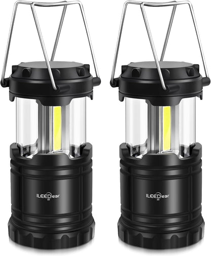 LED Camping Lantern, Battery Operated Lights, Adjustable Brightness for Camping, Emergencies, Power Outages, Outdoor Collapsible Lanterns, 2 Pack