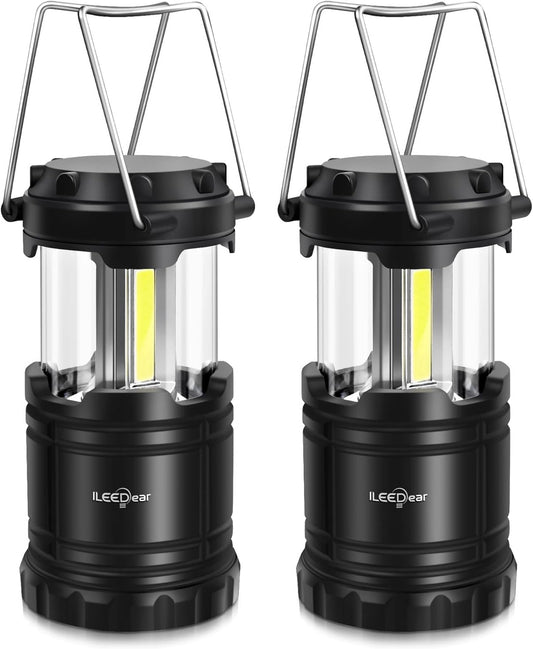 LED Camping Lantern, Battery Operated Lights, Adjustable Brightness for Camping, Emergencies, Power Outages, Outdoor Collapsible Lanterns, 2 Pack