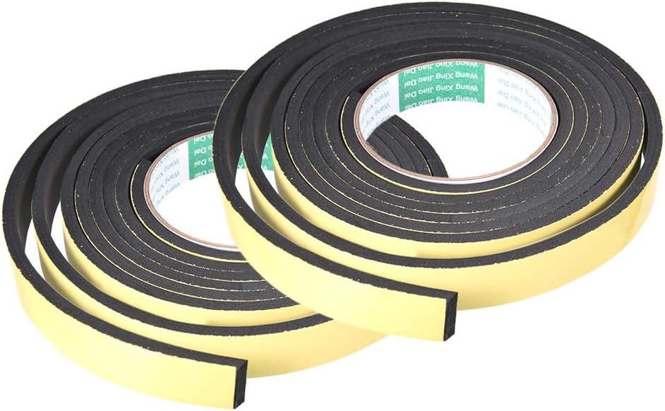 uxcell Sealing Foam Tape 5mm Wide 3mm Thick 4m/13ft Long, Self Adhesive Weather Strip for Window Door Insulation, Pack of 2