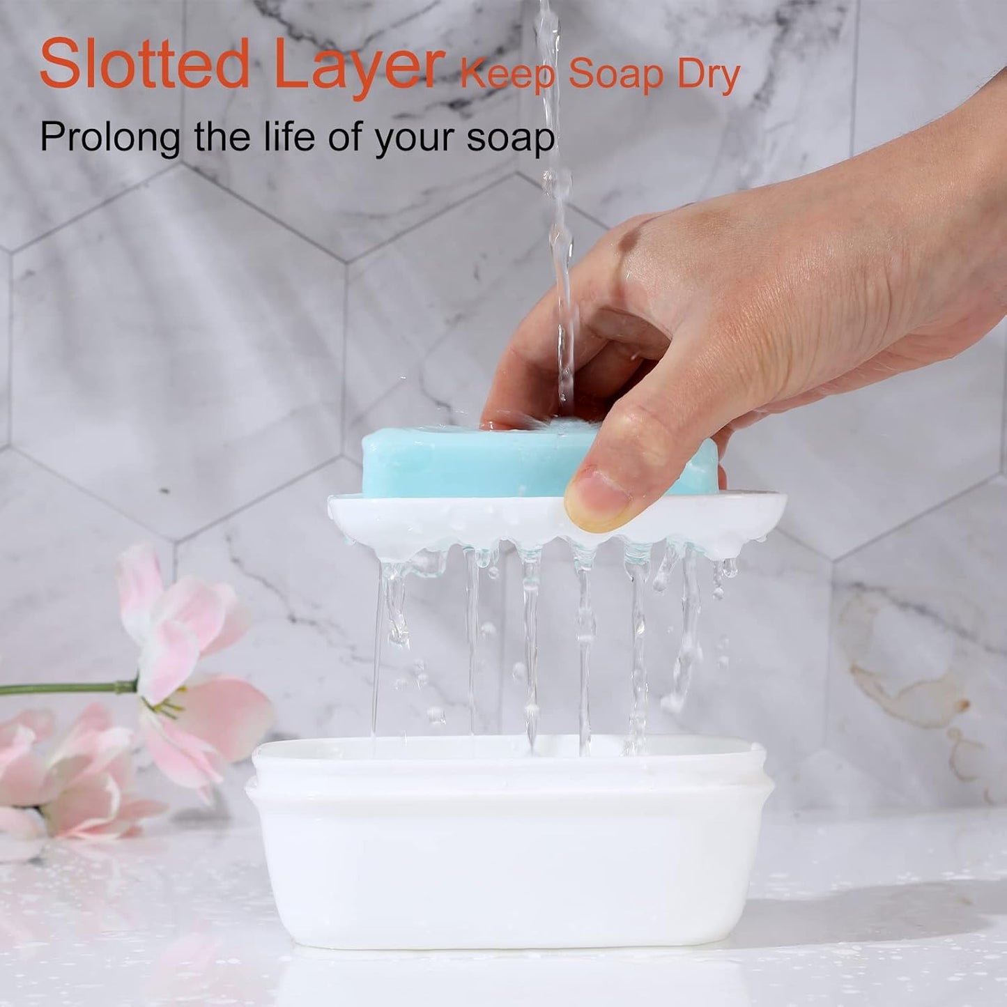 Quatish Leakproof Soap Dish with Lid & Draining Layer, Shatterproof Travel Bar Soap Holder Case Container, Portable Travel Size Toiletries Essentials for Camping, Gym, Bathroom, Black