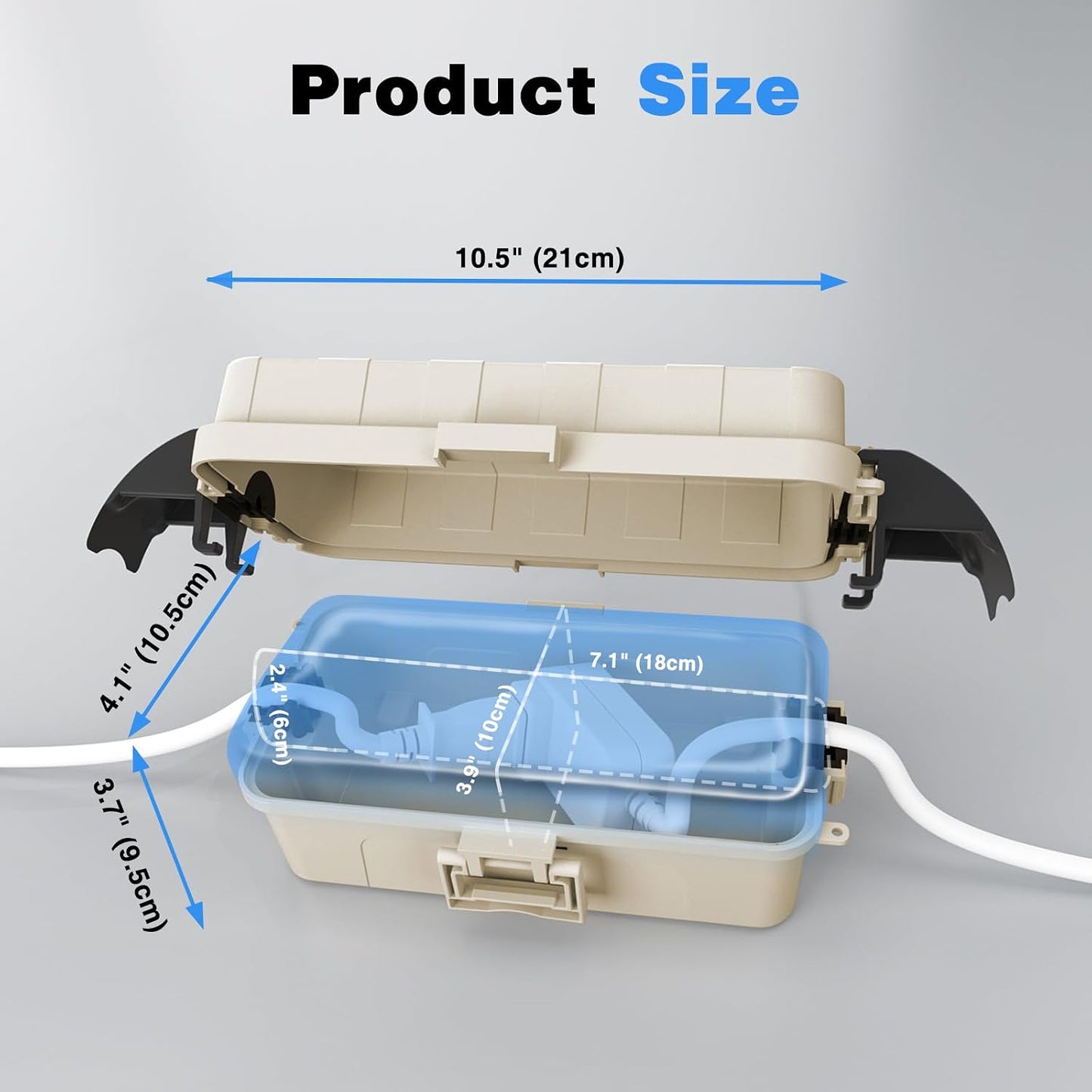 FLEMOON IP55 Outdoor Electrical Box Waterproof with Detachable Awning Covers, 7.1 * 3.9 * 2.4 inch Weatherproof Extension Cord Cover, Easy Installation for Outdoor Plug, Outlet, String Lights, Black