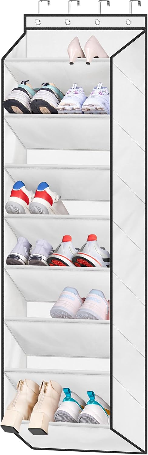 SLEEPING LAMB Over The Door Shoe Organizer for Closet with Large Deep Pockets, Narrow Shoe Rack for Door Hanging Boots Storage, Black