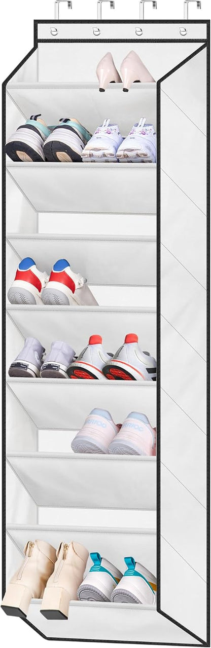 SLEEPING LAMB Over The Door Shoe Organizer for Closet with Large Deep Pockets, Narrow Shoe Rack for Door Hanging Boots Storage, Black