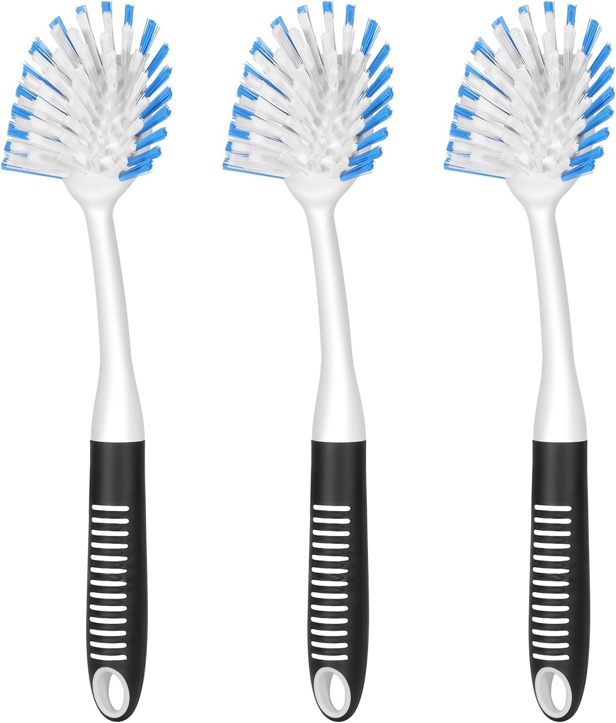 SetSail Dish Brush with Handle, 2 Pack Stiff Bristles Dish Scrubber with Built-in Scraper Dish Scrub Brushes for Cleaning Dishes, Pots and Pans, Kitchen Sink