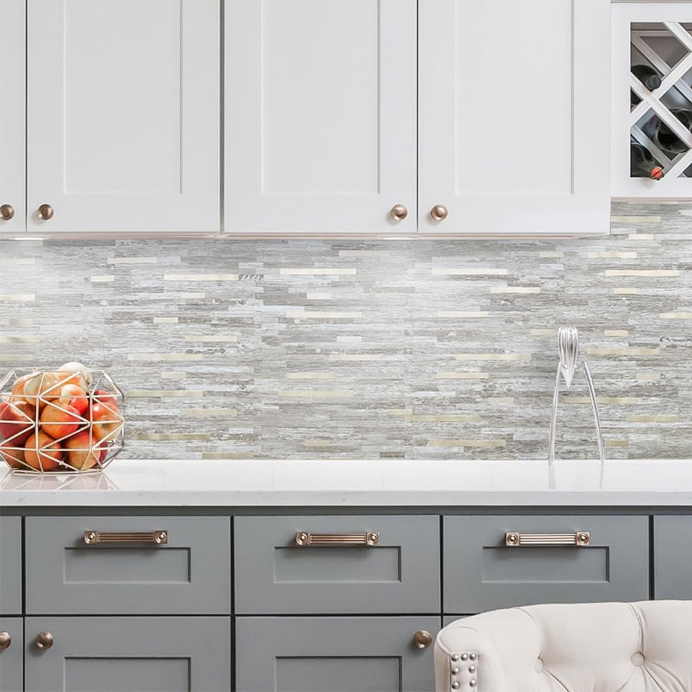 DICOFUN 10-Sheet Peel and Stick Backsplash Wall Tile, PVC Kitchen Backsplash Peel and Stick in Sandstone, 9.4 sq.ft