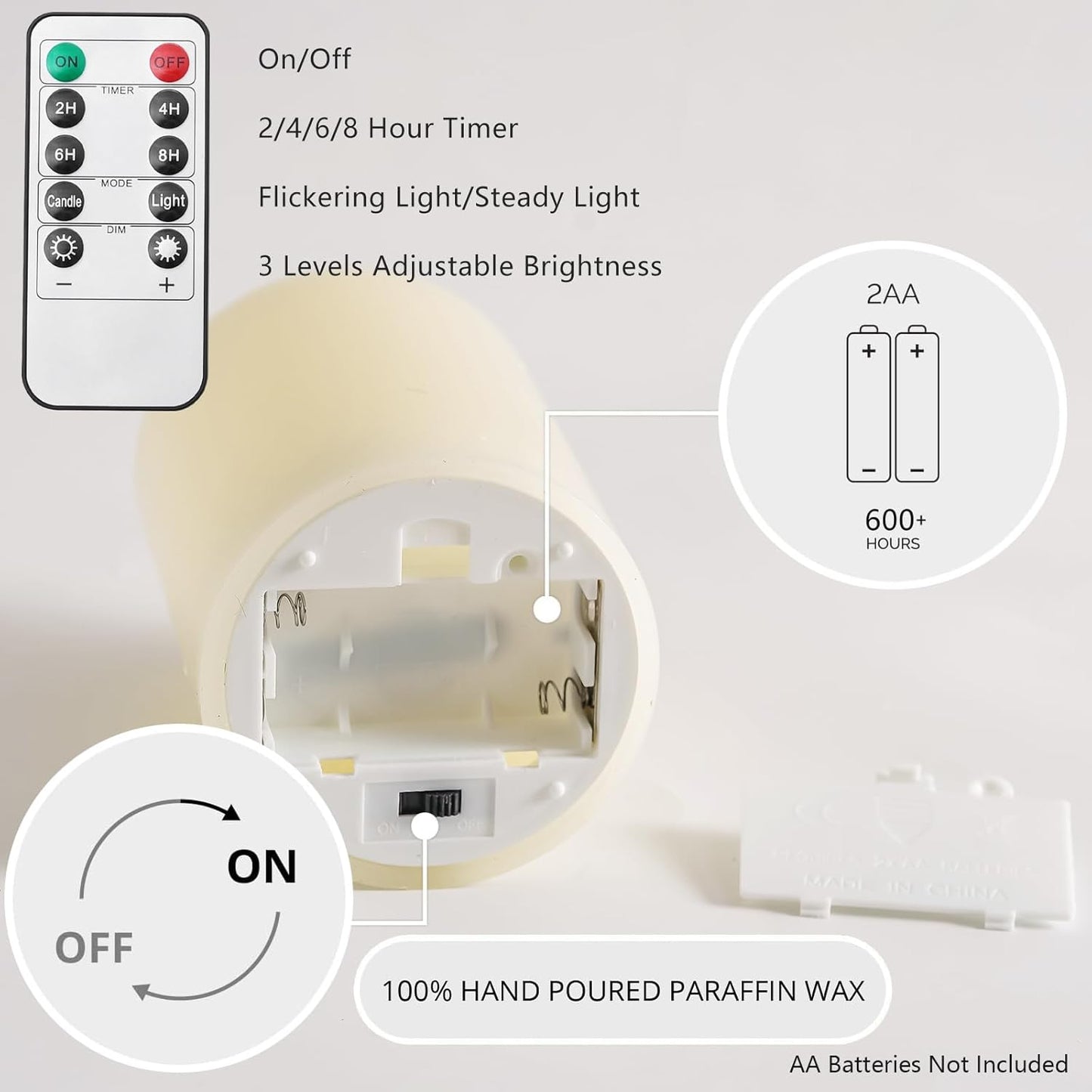 Stmarry White Flameless Candles with Remote and Timer, Real Wax Made LED Pillar Candles Battery Operated with 3D Flickering Flame - 3" x 4",5",6" - Set of 3