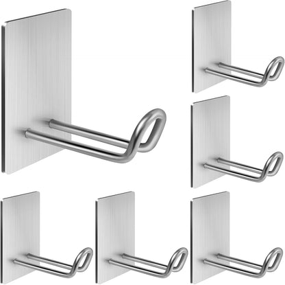 Self Adhesive Hooks Heavy Duty, Large Stainless Steel Towel Hooks, No Drill Sticky Hooks, Long Stick on Shower Wall Hooks for Hanging Hat Coat Key Headphone (Black(4Pcs))