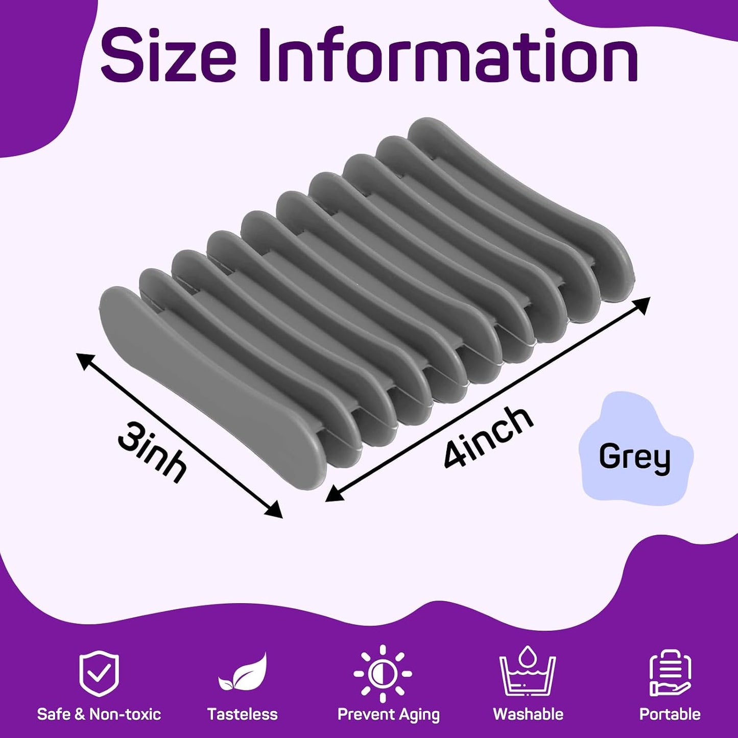 2 Pcs Self Draining Silicone Soap Holder - Waterfall Design Soap Dishes for Bathroom, Keeps Soap Bars Dry & Clean,White