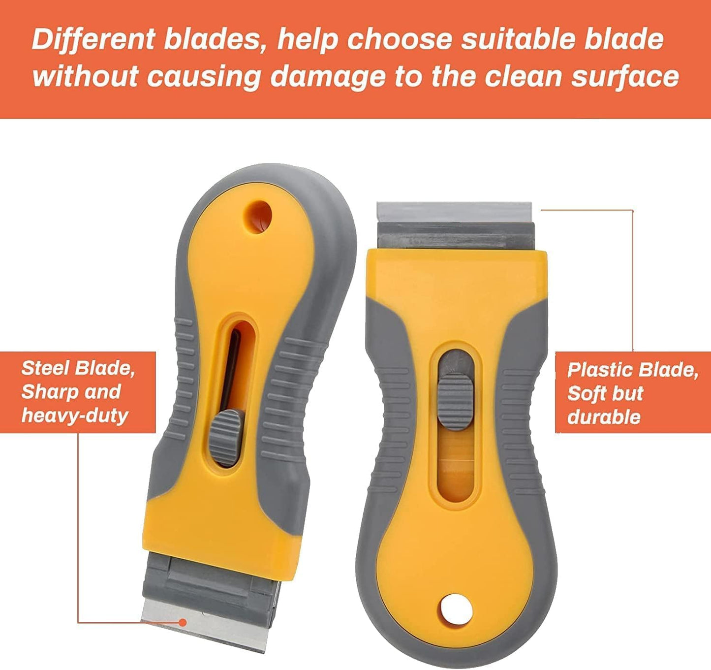 2PACK Razor Blade Scraper Tool with 30Pcs Stainless Steel Blades for Glass Stovetops Cooktop Ceramic Metal Tape Paint Glue Stickers Removal Tool