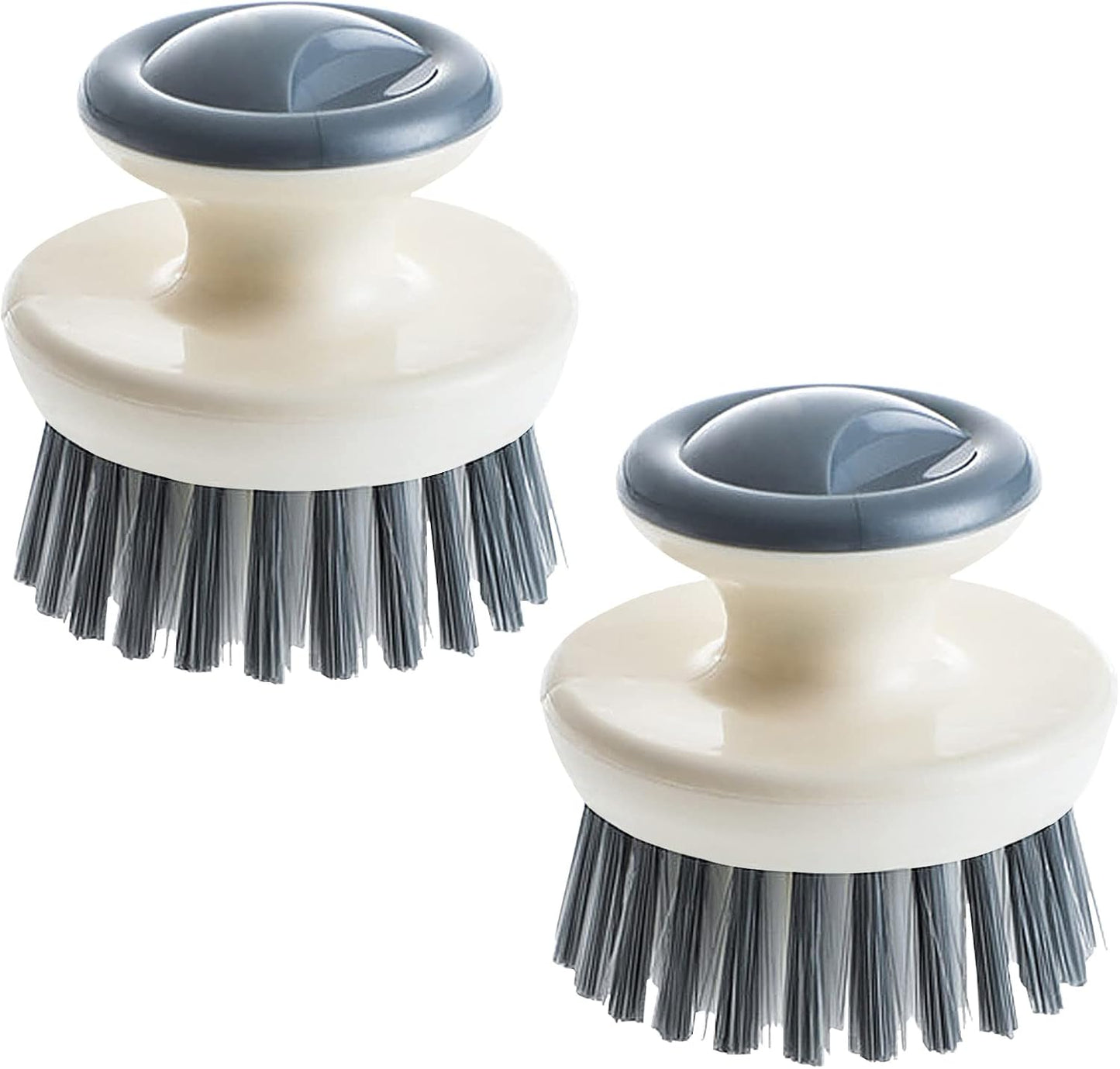 Dish Scrub Brush,Ergonomic Grip Palm Brush,Kitchen Scrub Brushes for Cleaning, Dish Scrubber with Stiff Bristles for Sink, Pots, Pans (Grey+Black)