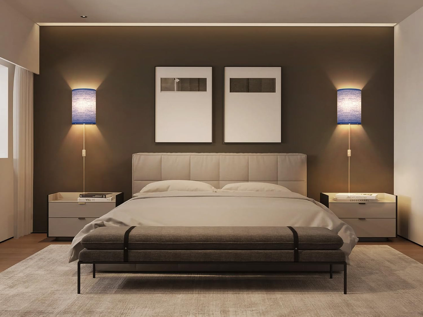 Battery Operated Wall Sconce Set of Two: 10000mAh Wireless Wall Light with Rechargeable Magnetic Bulb - Dimmable Wall Lamp with 7 RGB Colors - Linen Shade Sconces with Remote for Bedroom Living Room