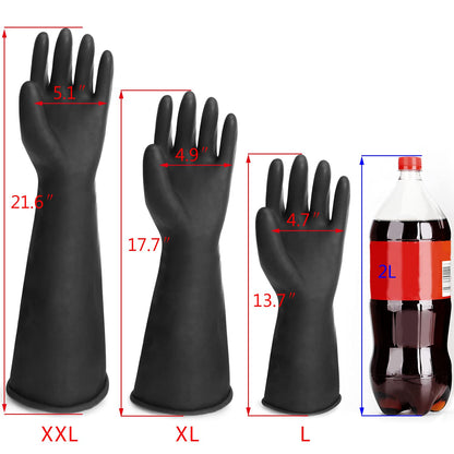 Black Rubber Gloves Extra Large, 22" Long Chemical Resistant Gloves, Waterproof Reusable Dishwashing Household Cleaning Safety Work Heavy Duty Industrial Rubber Glove, 1 Pair XXL
