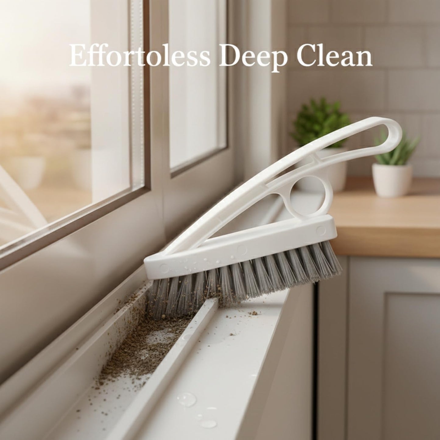 Window Track Cleaning Brush for Narrow Grooves, Rigid PP Scrubber for Sliding Door Rails & Tight Gaps (1 Pack)