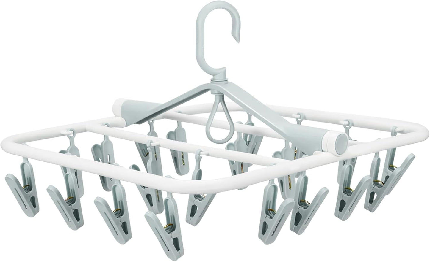 Plastic PP Drying Hanger, Anti-Rusty Drying Rack for Clothes, Socks, Lingeries, Delicates, Drying Hanger with 32 Clips for Baby Clothes, Towels