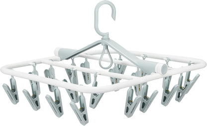 Plastic PP Drying Hanger, Anti-Rusty Drying Rack for Clothes, Socks, Lingeries, Delicates, Drying Hanger with 32 Clips for Baby Clothes, Towels