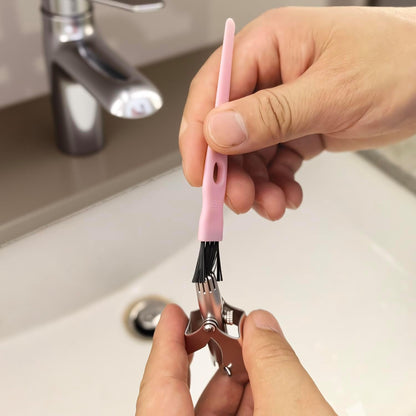 Mini Cleaning Brushes with Nylon Bristles – 6 Pack, 4.3" Long – Precision Detail Cleaner for Razor, Nose Hair Trimmer, Mug Lid, Mosquito Lamp, and Small Crevices – Pink Plastic Handle