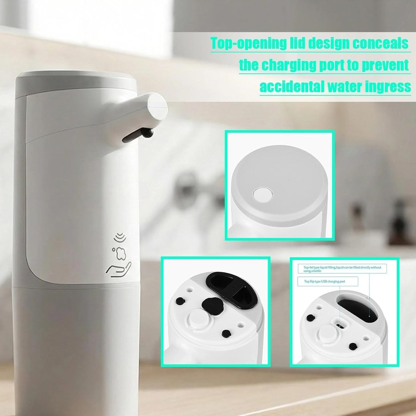 Foaming Soap Dispenser, Touchless & Rechargeable, Fingerprint-Resistant Matte Finish, Automatic Foam Soap Dispenser for Bathroom & Kitchen Countertop