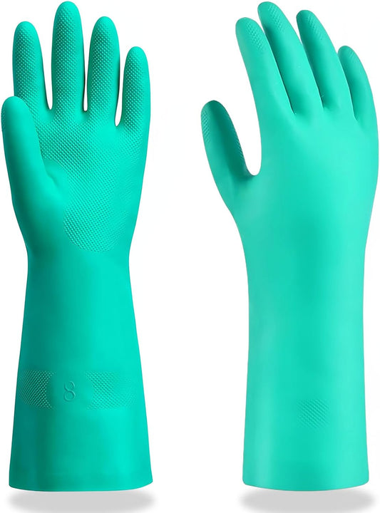 15 Mil Chemical Resistant Nitrile Gloves, Latex free Durable Cleaning Gloves, Resist Acid, Alkali, Solvent and Oil