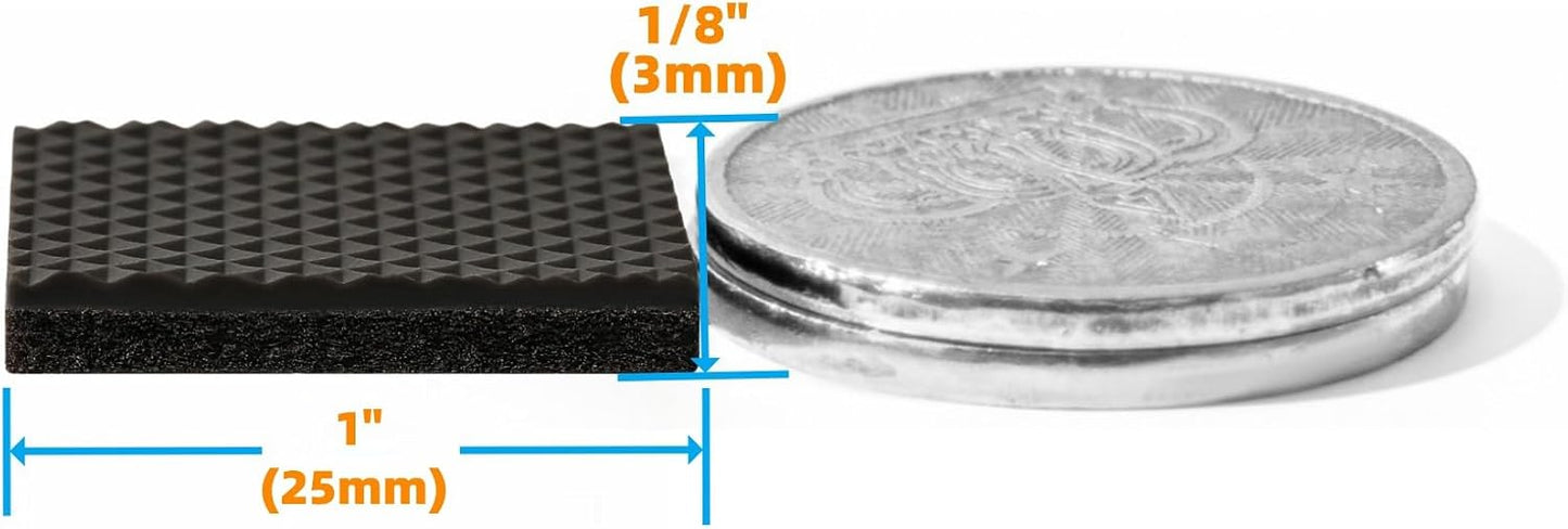 Non Slip Furniture Pads 1/2" x 3" Rubber Strips Self Adhesive Furniture Grippers Chair Leg Pads Rubber Chair Feet Anti Scratches Non Skid Furniture Pad Floor Protectors, 40 Pcs Rectangle