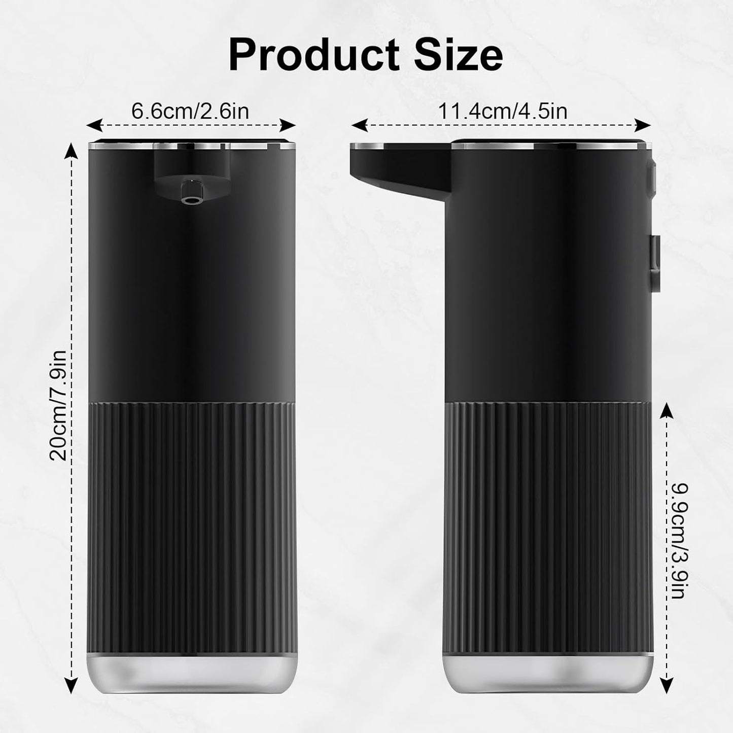 GuDoQi Automatic Touchless Liquid Soap Dispenser, 4-Level Adjustable Foam, USB Rechargeable Hand Soap Dispenser for Bathroom, Kitchen Countertops, 12.2oz/360mL, Black