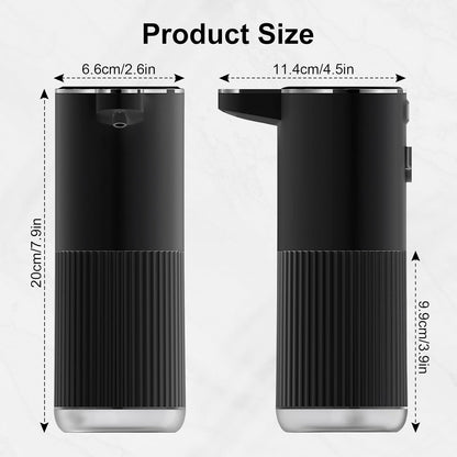 GuDoQi Automatic Touchless Liquid Soap Dispenser, 4-Level Adjustable Foam, USB Rechargeable Hand Soap Dispenser for Bathroom, Kitchen Countertops, 12.2oz/360mL, Black