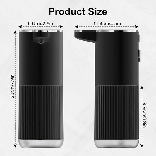 GuDoQi Automatic Touchless Liquid Soap Dispenser, 4-Level Adjustable Foam, USB Rechargeable Hand Soap Dispenser for Bathroom, Kitchen Countertops, 12.2oz/360mL, Black