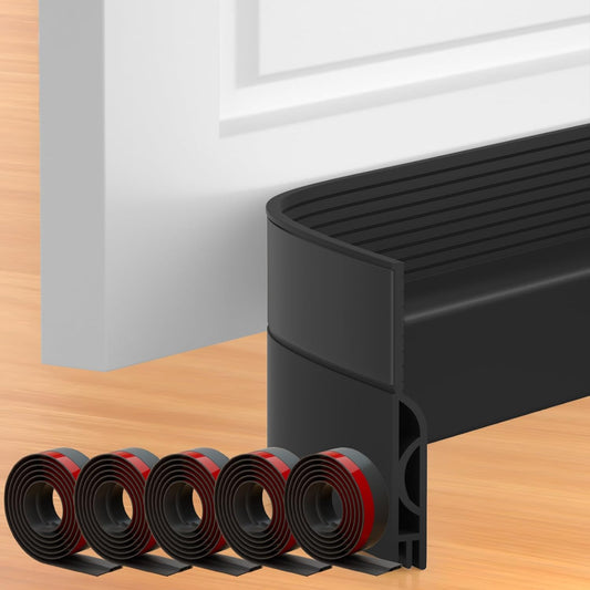 Door Draft Stopper, Door Sweep for Bottom of Door, Under Door Gap Filler for Exterior & Interior Doors, Weather Stripping Door Seal Blocker Noise Cold Air Insulation (39Inch, Brown)