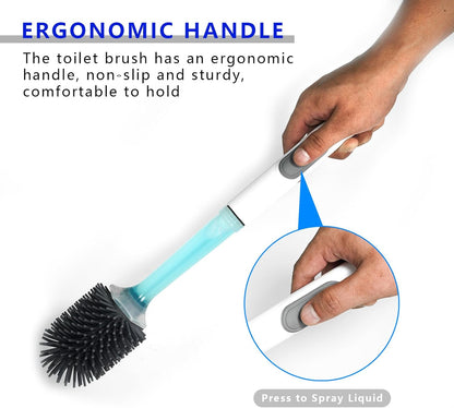 REDANT Toilet Brush and Holder Set, Silicone Toilet Bowl Brush/Cleaner Scrubber, Reusable Bathroom Cleaning Supplies with Cleaners Dispenser, Drip-Proof, Apartment/rv Essentials, Grey, 1PCS