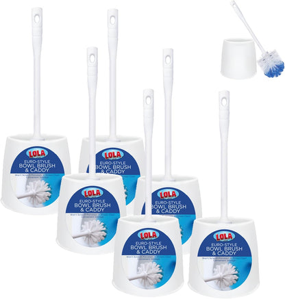 LOLA Toilet Bowl Brush w/Curved Head, Coated Wire, Durable Poly Bristles, Reaches Under Toilet Bowl Rim, 1 Pack
