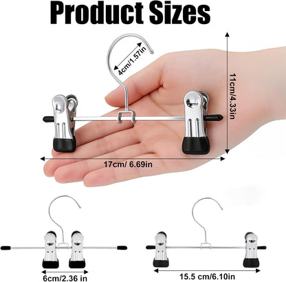 10PCS Boot Hangers with 2 Adjustable Clips, Portable Travel Shoe Rack, Stainless Steel Space Saving Multifunctional Hanging Clips for Socks Towels Hats Clothes Boots Home Laundry