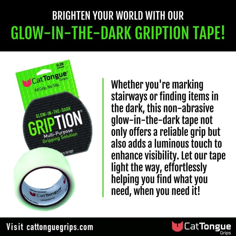 CATTONGUE GRIPS Non-Abrasive Grip Tape Roll - 2” Wide Heavy-Duty, Waterproof Anti-Slip Tape for Bathtubs, Stair Treads, Ramps & More - Indoor & Outdoor Non-Skid Solution (Clear, 10ft)