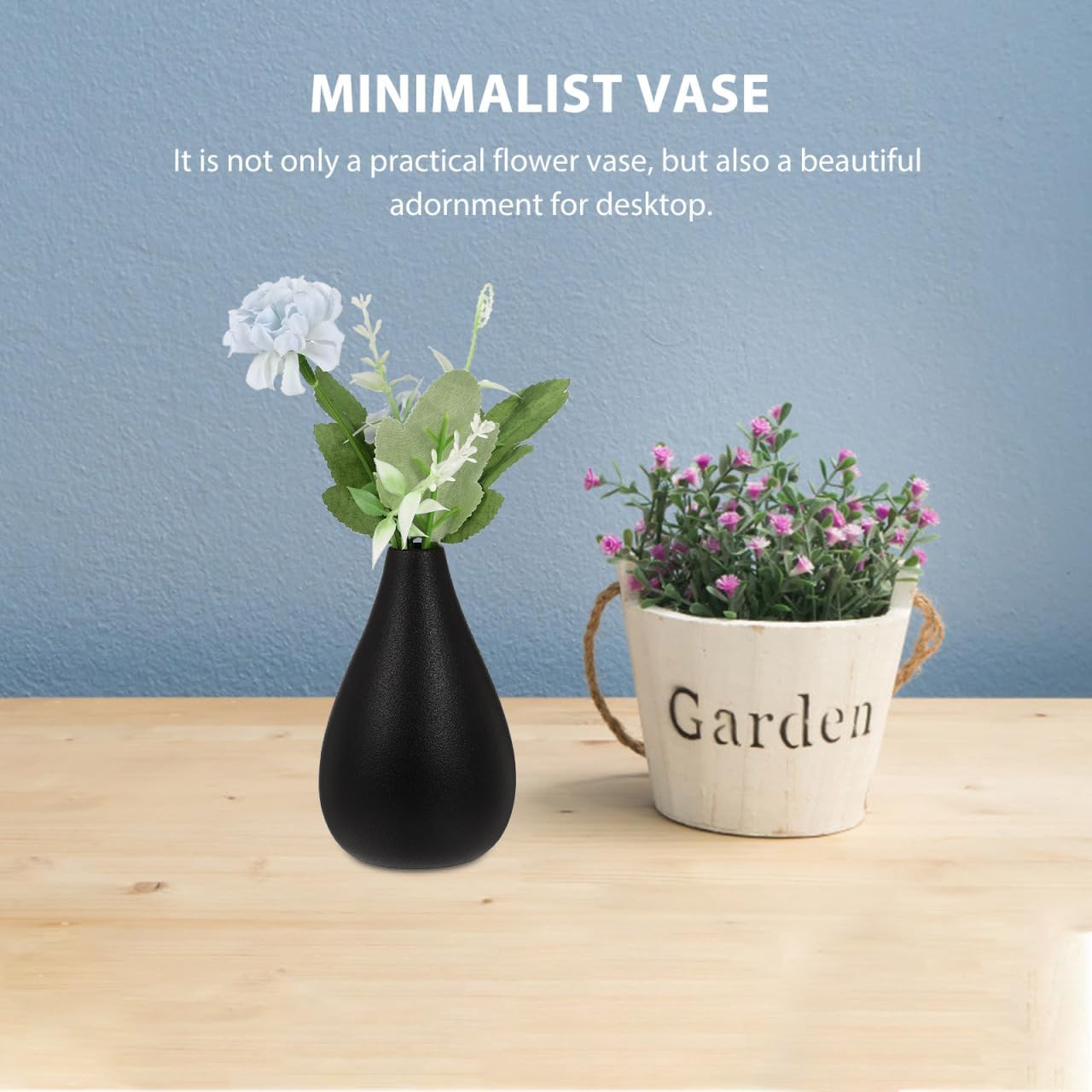 VOSAREA Small Black Vase Set of 2 Rustic Ceramic Flower Vases for Home Decor Minimalist Tabletop Accent for Desk Bookshelf Windowsill 4.13 X 4.72 X 2.36 in