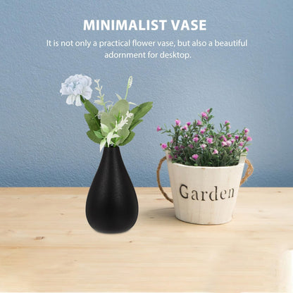 VOSAREA Small Black Vase Set of 2 Rustic Ceramic Flower Vases for Home Decor Minimalist Tabletop Accent for Desk Bookshelf Windowsill 4.13 X 4.72 X 2.36 in