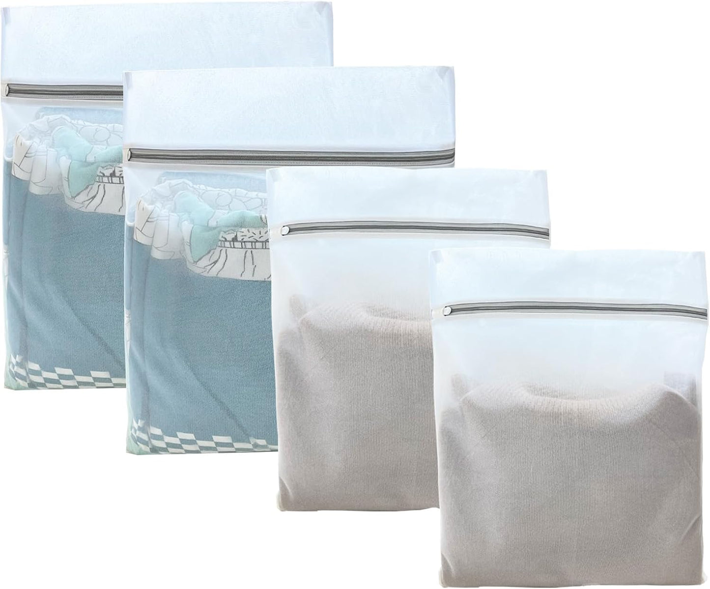 4 Pcs Mesh Laundry Bags for Delicates (2 Large +2 Medium) | Durable, Safe Wash Bags for Washing Machine & Dryer, Reliable zipper, Versatile for Multiple Uses