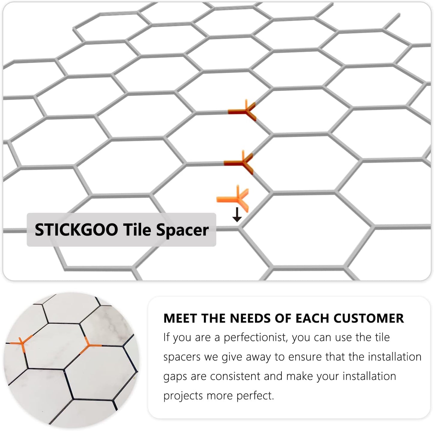 STICKGOO Peel and Stick Backsplash for Kitchen, Self-Adhesive Tile Hexagon Mosaic Tiles (10 Sheets, White Marble with Metal Gold )