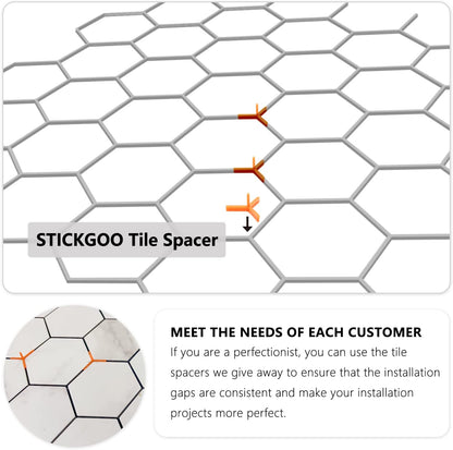 STICKGOO Peel and Stick Backsplash for Kitchen, Self-Adhesive Tile Hexagon Mosaic Tiles (10 Sheets, White Marble with Metal Gold )