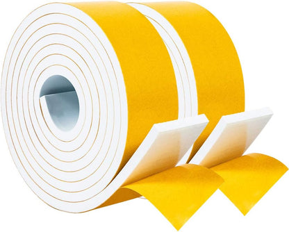 Yotache Weather Stripping Door Seal Strip White 3/8" x1/8", 50Ft Total, Foam Insulation Tape Gasket for Door Frame and Windows, 3 Rolls x 16.5Ft