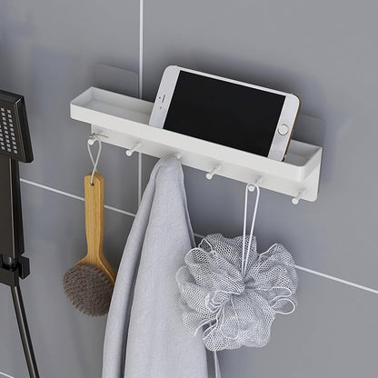 MKO Key Holder Wall Mount, Key Holder Wall Mount Adhesive with Mail Organizer Tray with 6 Key Hooks for Wall, Black