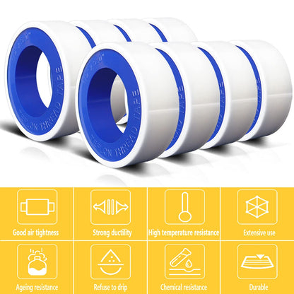 VOTMELL 4 Rolls 1/2 Inch(W) X 520 Inches(L) Teflon Plumbers Tape,Pipe Sealing & Plumbing Thread Tape,PTFE Water Sealant Seal for Shower Head,White