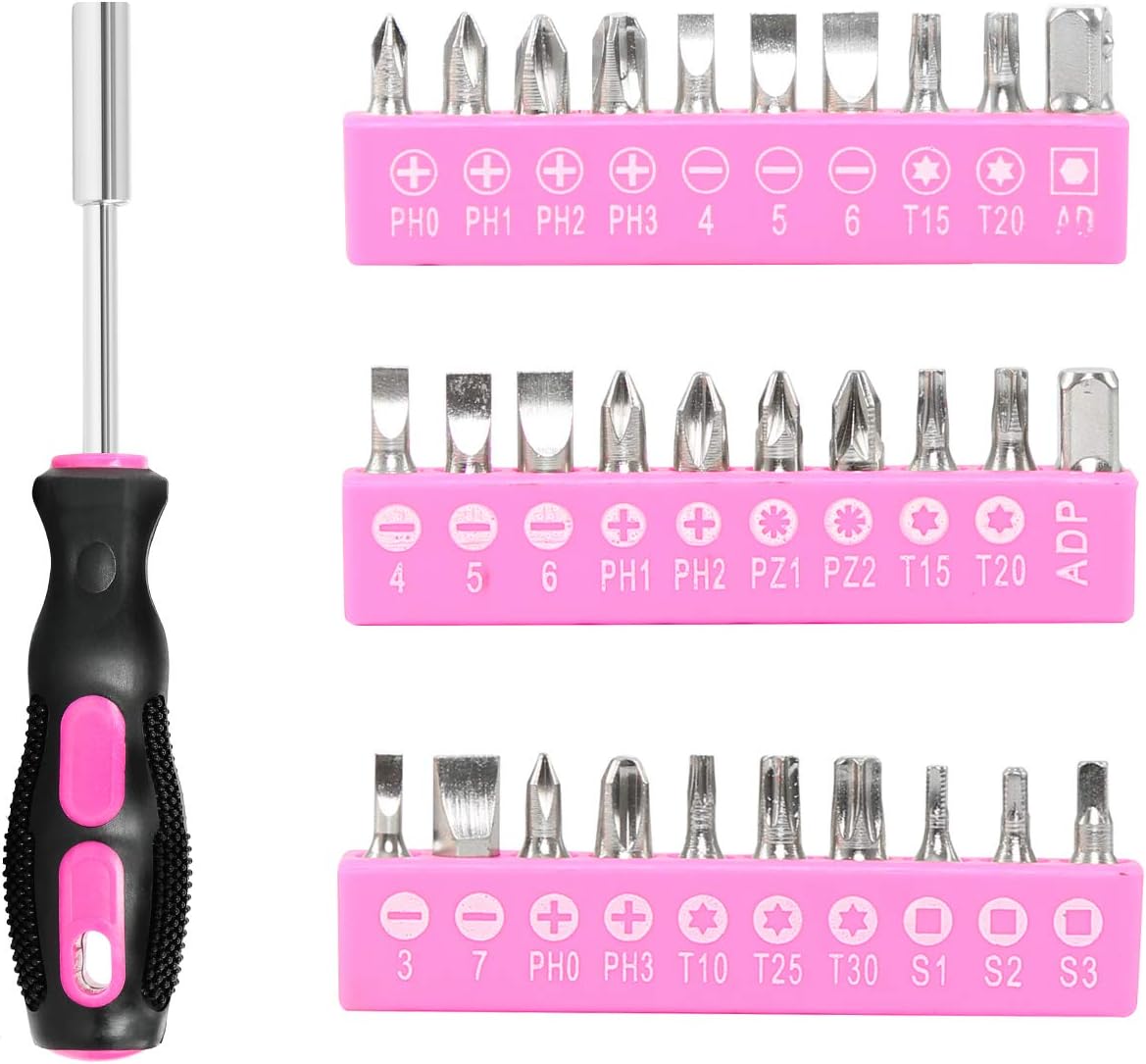 89 Piece Pink Tool kit, Ladies Hand Tool Set with Easy Carrying Round Pouch Household Tool Kit Perfect for DIY, Home Maintenance and Dorm Repair | Compact & Portable, Perfect for DIY & Home Repair, Includes Round Storage Pouch