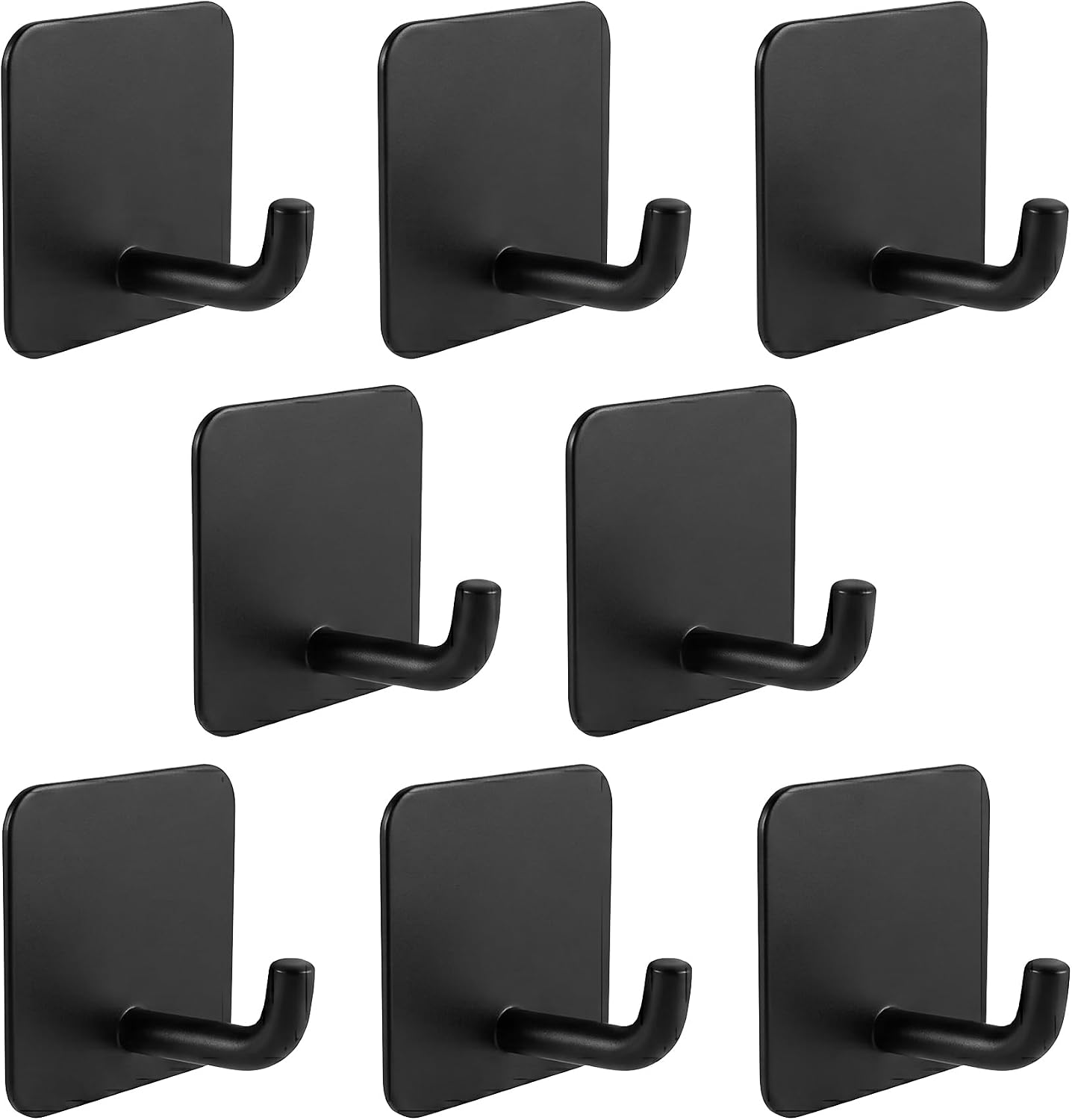 Stainless Steel Adhesive Wall Hooks for Hanging, Heavy Duty Waterproof Stick On for Bathroom Kitchen Shower, Self Adhesive for Towels, Keys, Hats, Robes - 8 Pack (White and Black)