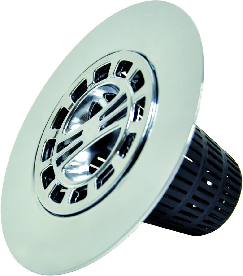 Danco Snap-in Shower Drain Cover with in-Drain Hair Catcher, 4-1/4" Round, White Strainer, (10533)