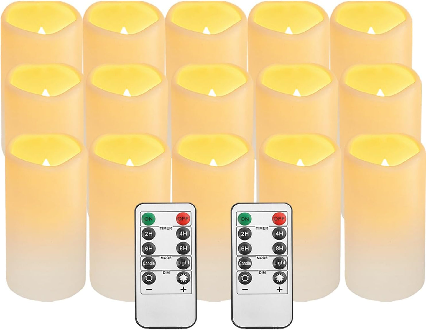 Waterproof Flameless Remote Control Candles 2PACK(D3''*H5.5'')Battery Operated Flickering LED Pillar Candle,plastic with 10-Key 24Hours Timer for Outdoor/Indoor Party Garden Lanterns Porch Ivory
