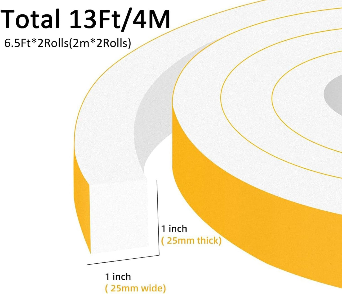 Strong Adhesive Weather Stripping, High Density Weatherproof Weather Stripping Door Seal Strip for Sliding Door, Windows,Noise-Reduction Foam Sealing Strip, White(1/2 in x 1/4 in x 13Ft) - Colors A
