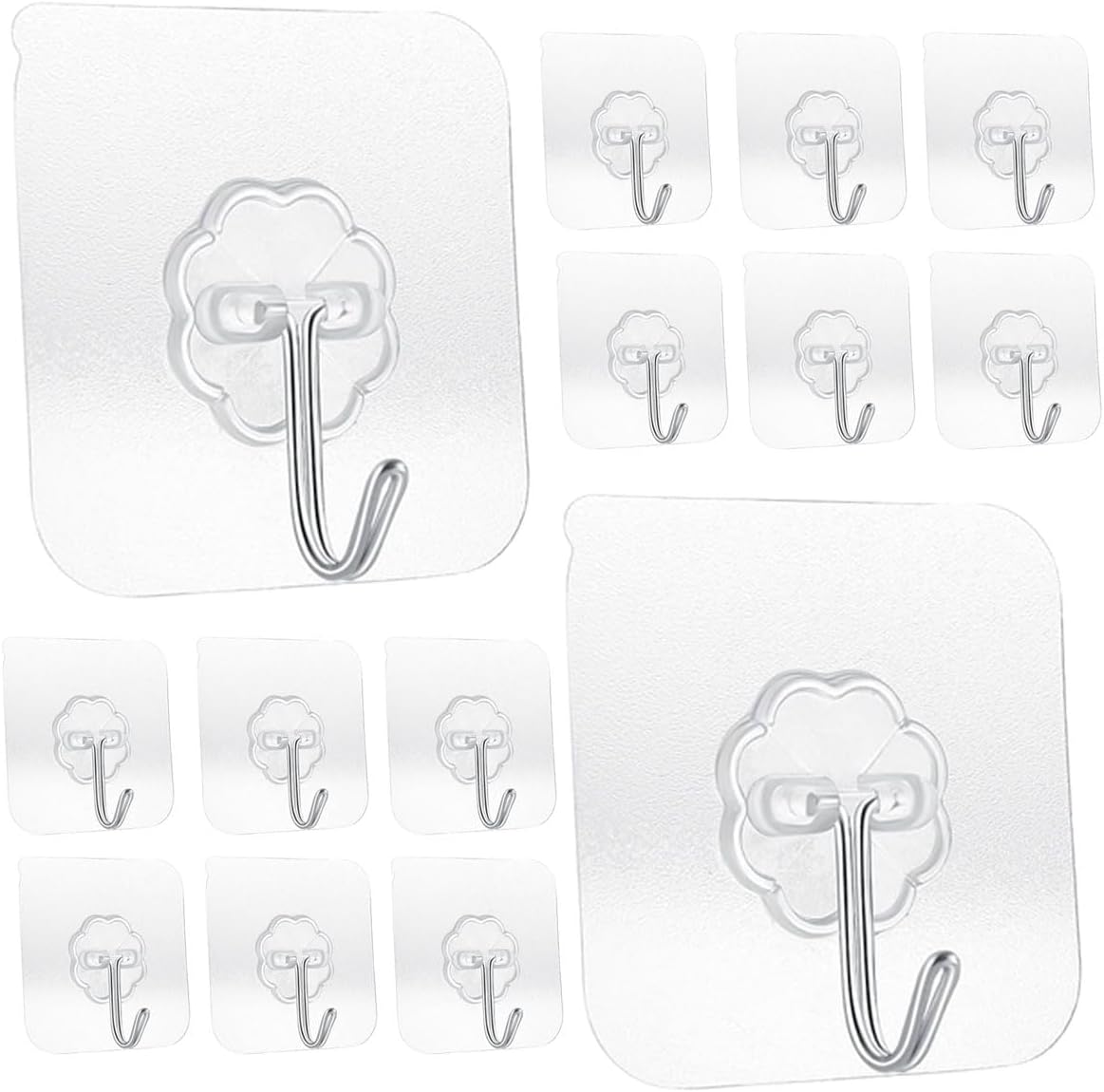 Heavy Duty Adhesive Hooks 33 lb(Max) 15KG,Waterproof and Oilproof Reusable Seamless Hooks Heavy Duty Wall Hook for Kitchen Bathroom Office 24 Pack